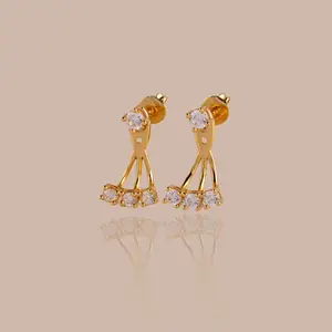 Diamond Cascade Ear Jackets by Caitlyn Minimalist - Dangling Diamond Cluster Stud Earrings - Minimalist Wedding Jewelry - Bridal Gift