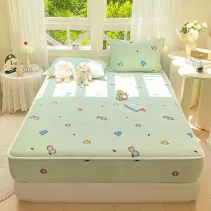 New 250g Double-Sided Velvet Bed Sheet Set, Embroidered High Weight Milk Wool Mattress Protector, 3-Piece Comfortable Bedding