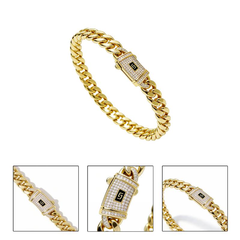 14K Gold Plated Luxury Bracelet Waterproof Fade-Resistant Non-Allergenic 6mm 8mm 10mm 12mm 14mm Sizes for Casual Business Leisure