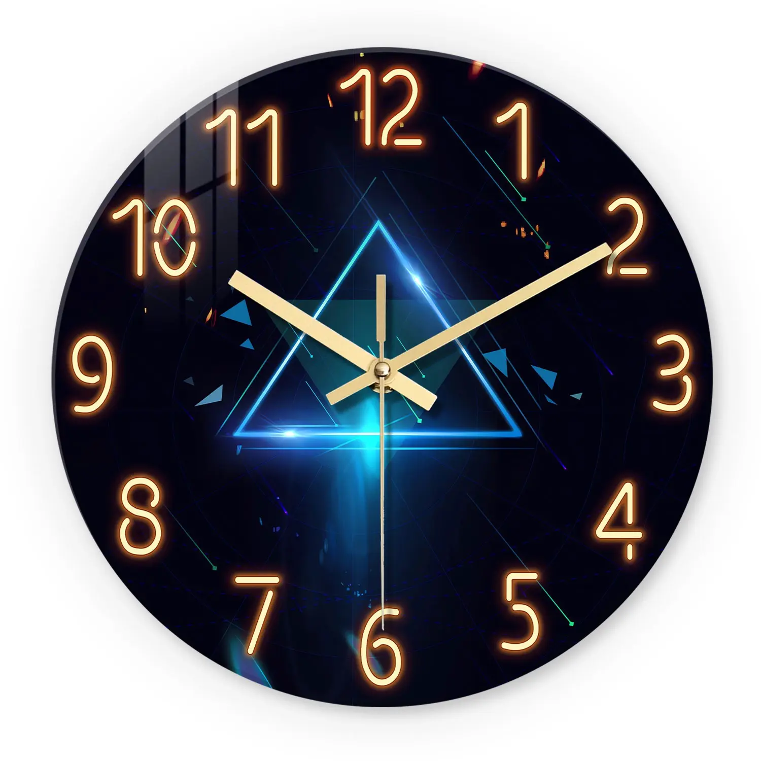 Geometric Lines Tempered Glass Wall Clock, Analog Clock, 10-14 Inch Silent Clock, Aa Battery Powered, Ideal for Aesthetic Rooms, Office, Living Room, Decorative Wall Clock