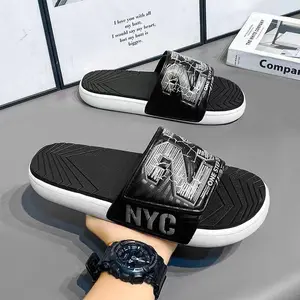 LIDARDAR 23 New Men's Slide Summer, Trendy Sandals, Daily Indoor and Outdoor Slippers, Casual Walking black walking Velcro Casual Sports Ins Style