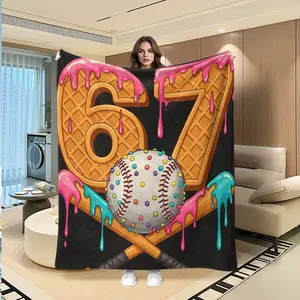 Sweet Fun Baseball Theme Blanket, Luxury Lightweight Soft Comfortable All-Season Throw, Ideal for Bed Sofa Office Gift Camping Travel Sheet Cover
