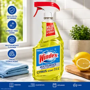 Windex Multipurpose Cleaner Disinfectant Spray Bottle, Packaging Designed to Prevent Leakage and Breaking, Surface Cleaning Spray, Citrus Fresh Scent, 23 Fl Oz