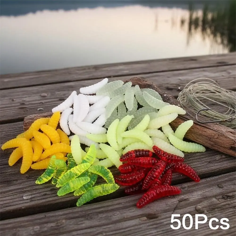 Glow Fishing Lures 0.38g Set, Soft Plastic Bass Fishing Lures - 2cm Lifelike Glow Worms, Soft Fishing Worms. Waterproof Glow In The Dark Design for Saltwater & Freshwater. All-Day Bait for Bass. Night Fishing Gear for Ocean, River, Lake