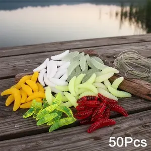 Glow Fishing Lures 0.38g Set - 2cm Lifelike Glow Worms & Shrimp. Waterproof Fluorescent Design for Saltwater & Freshwater. Perfect All-Day Bait for Bass, Trout, Walleye. Essential Night Fishing Gear for Ocean, River, Lake.