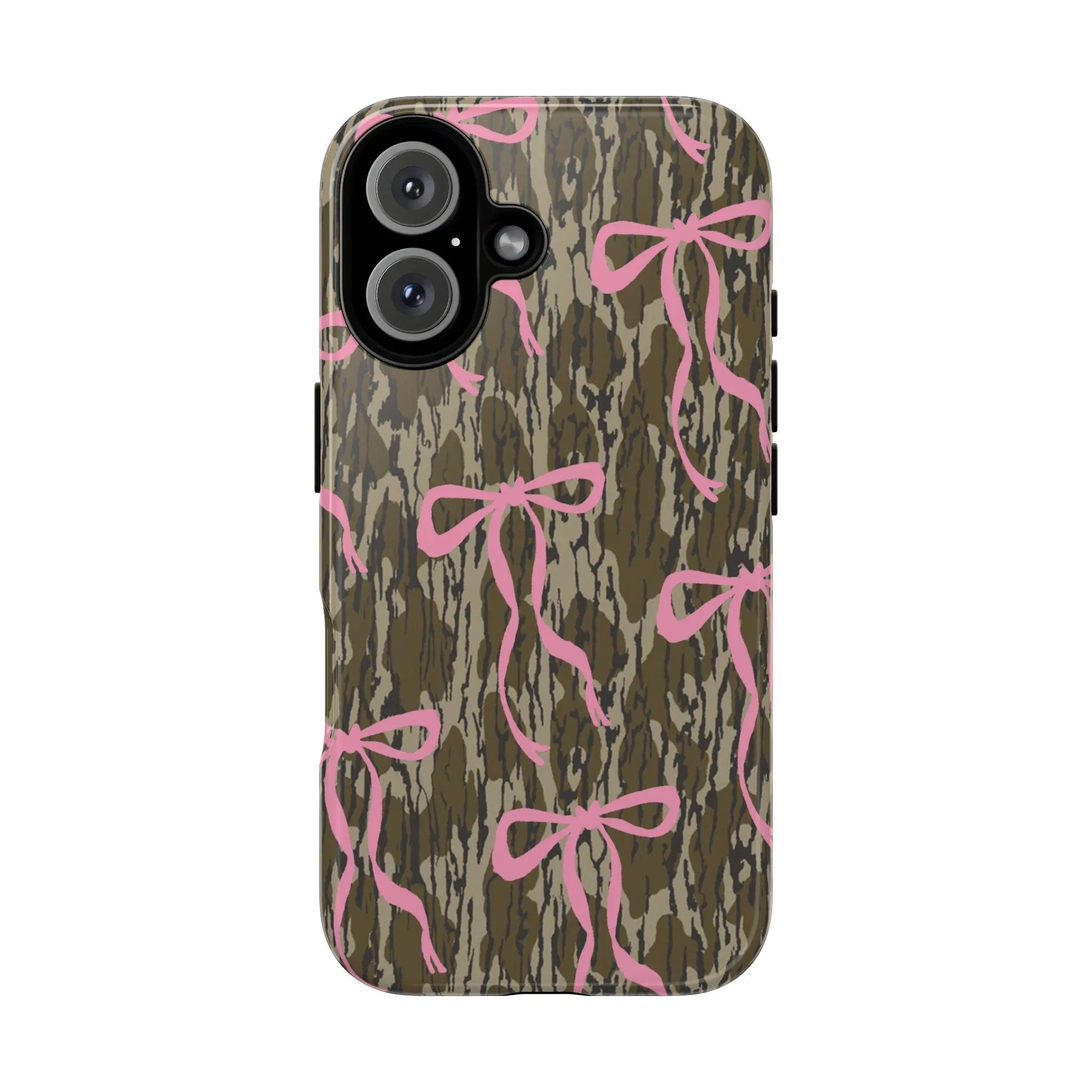Camo Tough Case , Camo ribbon pink Bow Tough Cases  -Durable, Shock Absorbing and Stylish Protection -Compatible with iPhone 17,16, 15, 14, 13, 12, 11, Plus, Pro,Pro Max, Perfect birthday gift for friends.