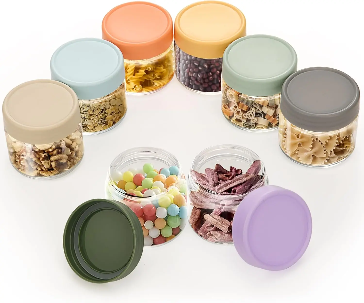 8-Pack Thick Glass 2oz Mini Mason Jars with Lids - Airtight Condiment Containers, Salad Dressing Cups & Sauce Bottles for Lunch Box, Travel, Pantry Storage