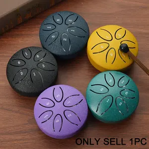 3-inch 6-tone Steel Tongue Drum, 1 Count Portable Mini Steel Drum with Drumsticks, Professional Percussion Musical Instruments for Beginners