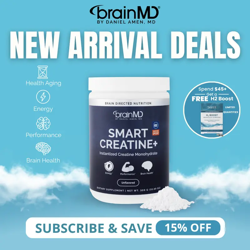 Smart Creatine+ | BrainMD | NSF Certified 60 Servings Powder | Muscle Strength & Performance Support | Brain Focus, Energy & Healthy Aging Support | iCreatine Creatine Monohydrate