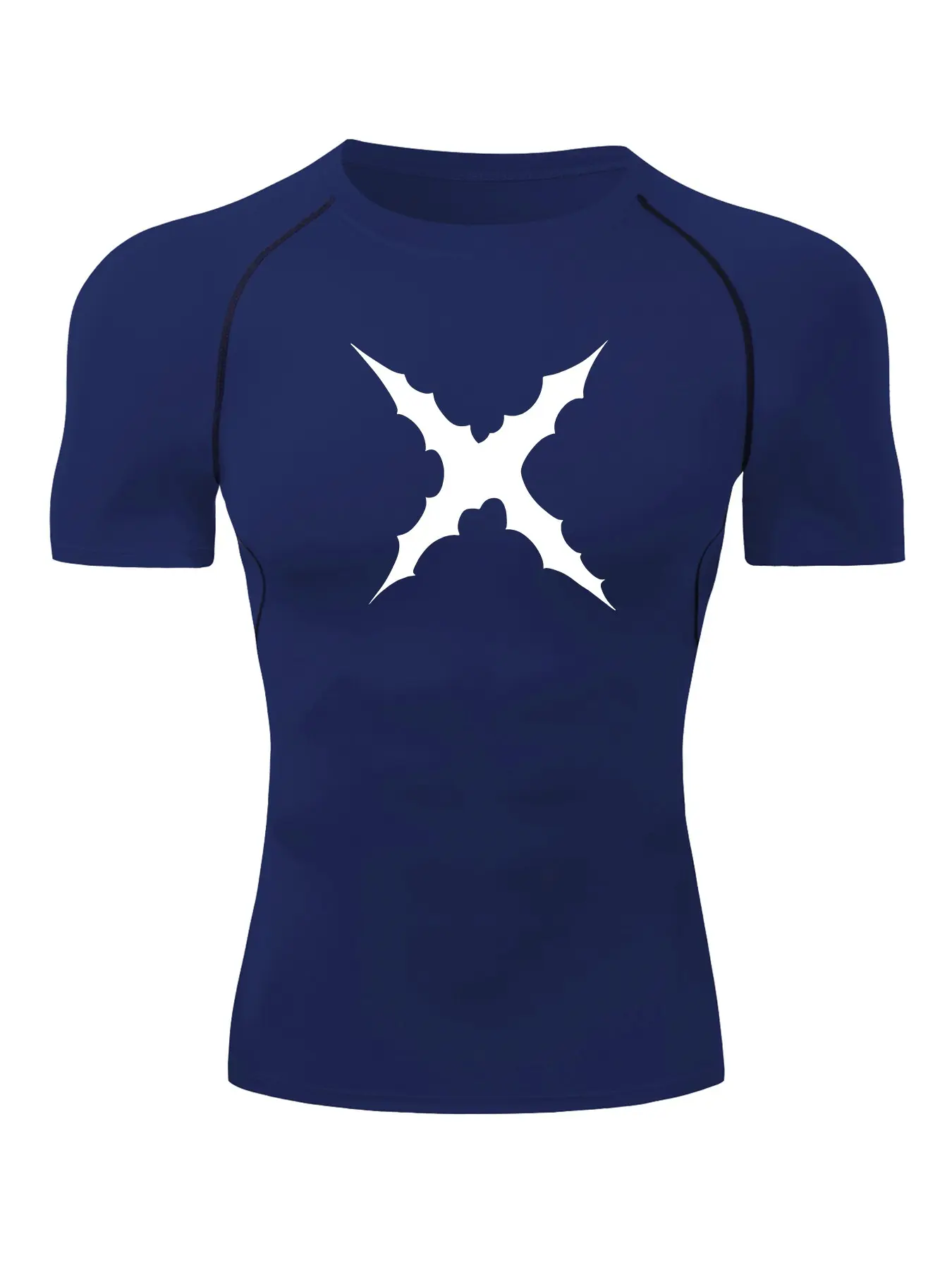 Scar Print Short Sleeve Compression Shirt for Men, Gym Workout Running Sporty Tees, Moisture Wicking Tee, Summer Quick-Dry Breathable Round Neck T-Shirt, Tight Fit Undershirt Baselayers, Athletic Style Activewear, Activewear Clothes