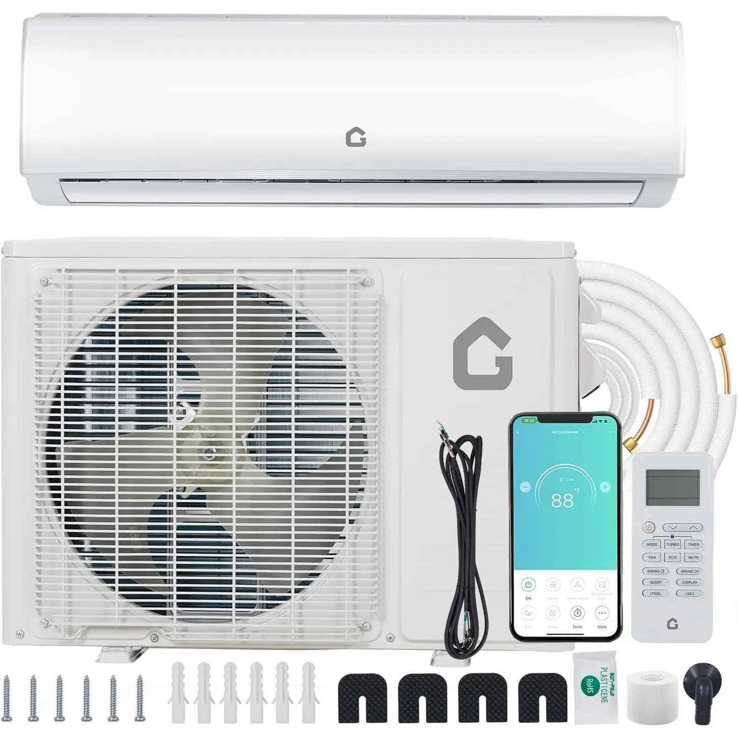 GAOMON 9,000 BTU Ductless Mini Split Air Conditioner & Heat Pump, 24 SEER2 115V Plug-In, ENERGY STAR Certified, Ultra Quiet, No Special Outlet, Remote Control, 24-Hour Timer, Cools/Heats Up to 450 Sq.Ft for Apartments/Condos, All-Season Versatility