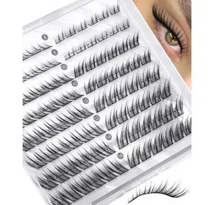 Fox Eye Lash Clusters Natural Clusters Eyelash Extensions 8-14MM Short Eyelash Clusters LC-Curly Pre-Mapped Lash Clusters Cat Eye Anime Individual Lashes Spikes Fox Eyes Lash Extension by Zegaine