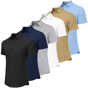 Men's 3 Pack Short Sleeve Knit Button Down Shirt (Sizes, S to 3XL)