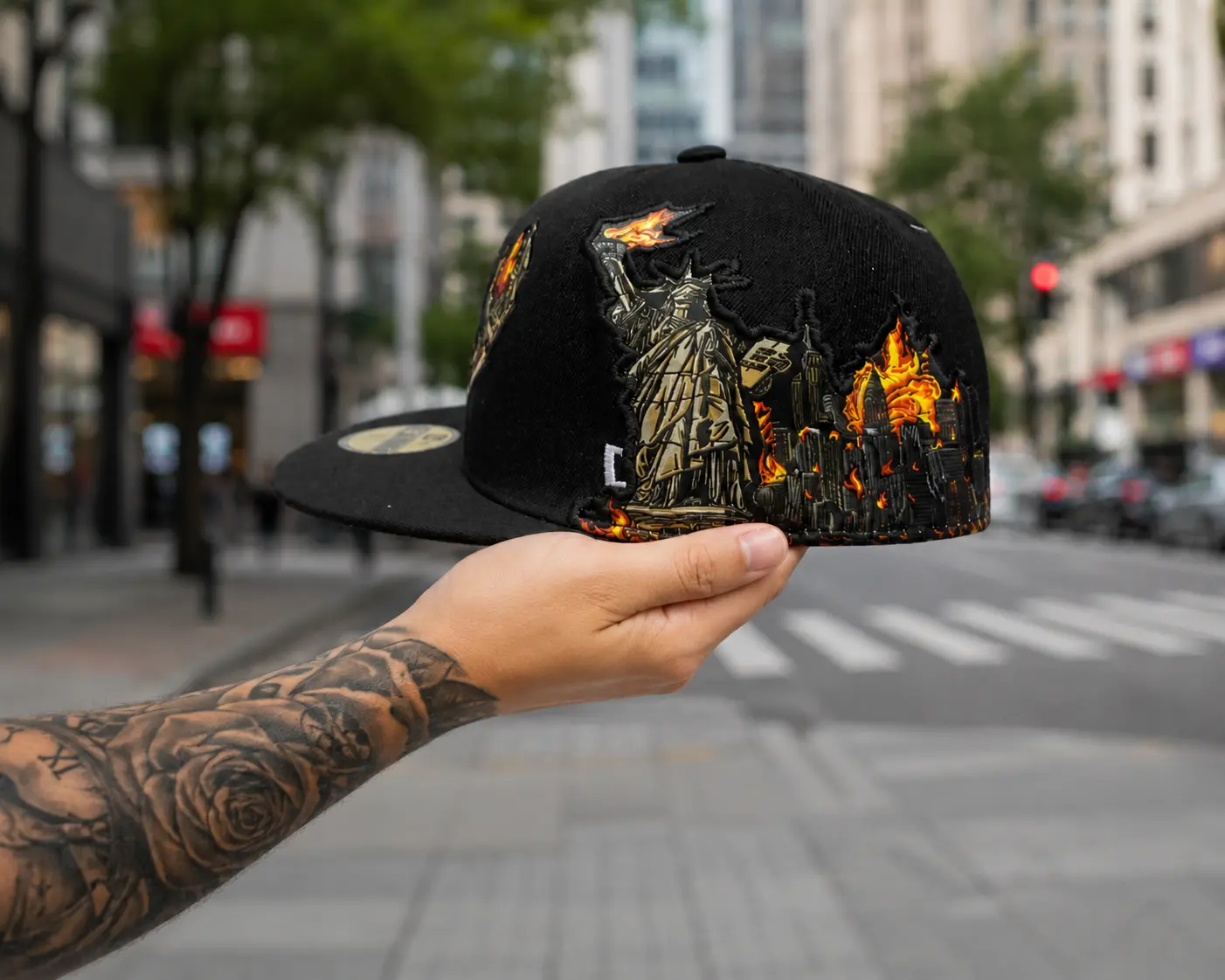 LA Embroidered Snapback Hat Fire City Design Adjustable Baseball Cap