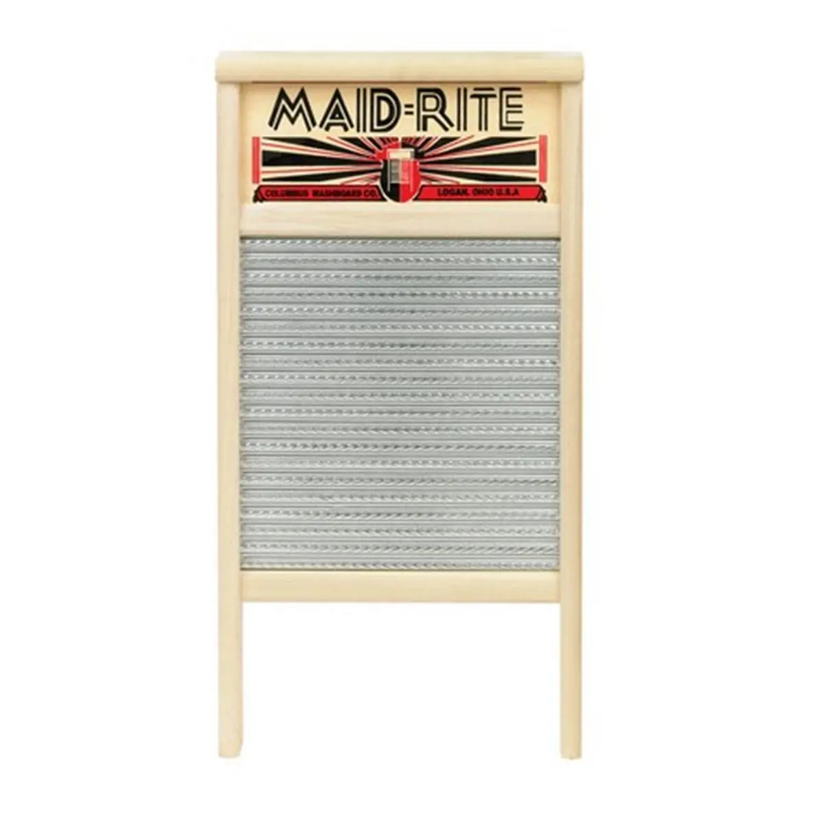 Maid-Rite 2072 Columbus Rectangular Washboard, 12.4 x 23.8 in Wooden-Metal Laundry Tool, Essential Home Supply, Laundry Accessory