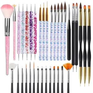 35-Piece Acrylic Multi-Pack Nail Art Kit with Fine-Tip Drawing Pens, Dotting Tools, Dust Brush, Striping Long-Line Brushes for Boating Manicure, Gel Nail Care