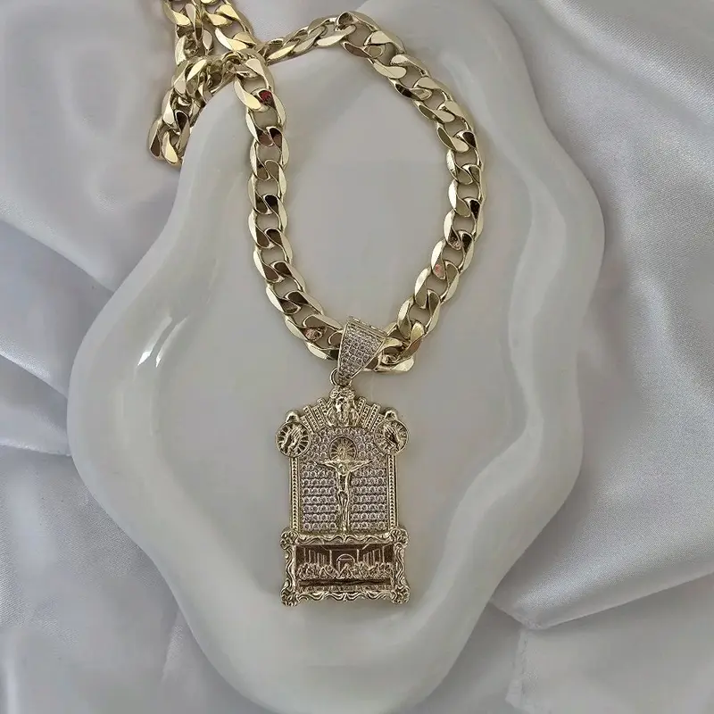 Ada Joyería Cadena #111 12mm y pendiente #454 santa Cena gold plated