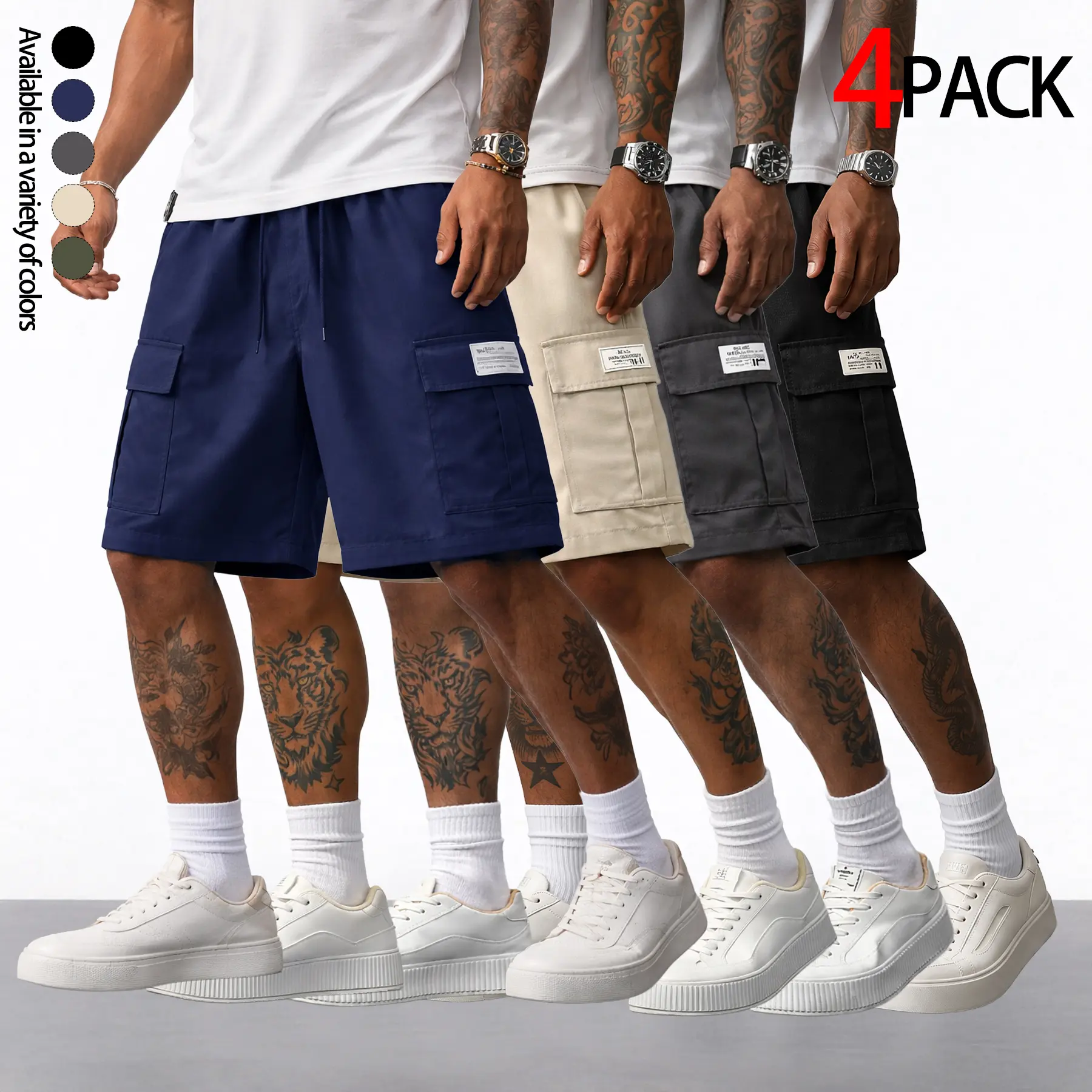 Black + Dark Gray + Khaki + Dark Blue