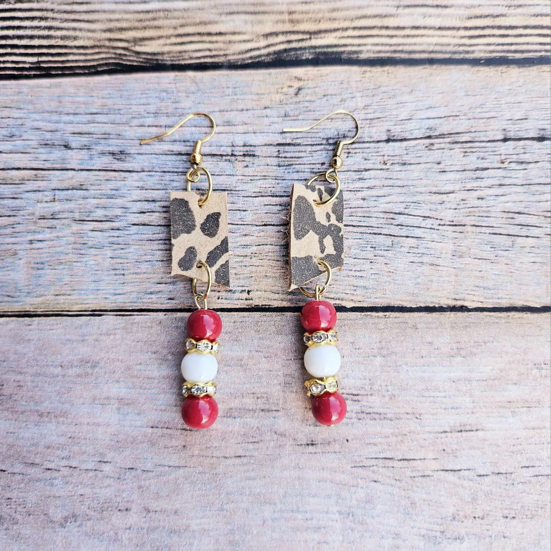 Handmade Leopard Leather Earrings