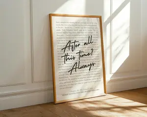 Unframed Wizard Quote Paper Print - Border-Free Typography Wall Art, Multi-Size, "After All This Time Always" Quote, Modern Artistic Home Decor, Potterhead Gift, Room Decoration