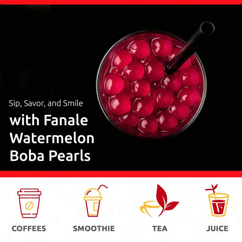 Fanale Watermelon Popping Boba Pearls Vegan Non GMO Gluten Free Fat Free Ideal for Bubble Tea Smoothies Ice Cream Desserts and Beverages