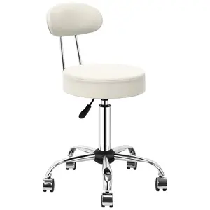 CLEESINK Round Rolling Stool with High Backrest Swivel Wheels Height Adjustable Drafting Chair for SPA,Medical,Clinic,Salon,Home,Tattoo,Massage Facial,Medical,Office