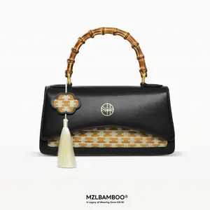 MZLBAMBOO Women's Crossbody Bag - Premium Leather Handbag & Work Bag with Bamboo Weaving Craft, Convertible Shoulder Purse since 220 BC