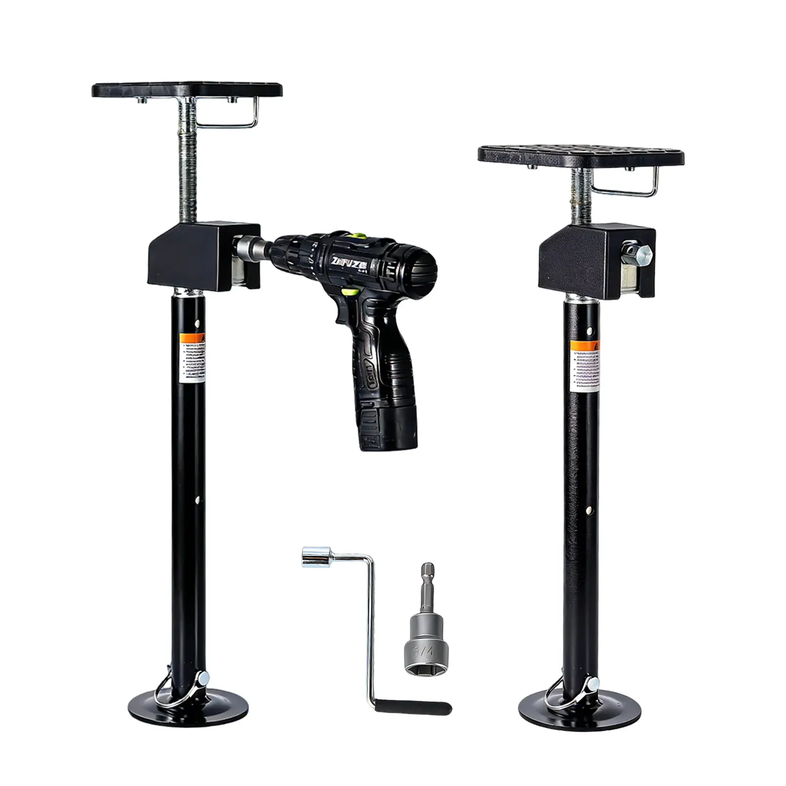 [Football Fan SeasonDeal] RV Slide Out Supports Jack with a Flat Top Support Block, RV Stabilizer Jacks Supports Up to 10,000lbs, 21"-49" Quick-Lift Adjustable - Drill & Hand Crank Compatible for Campers & RVs
