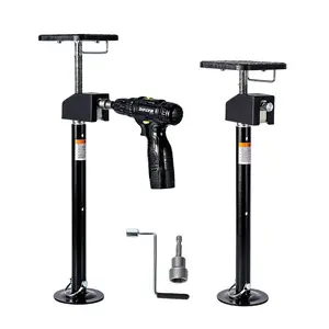 RV Slide Out Supports Jack with a Flat Top Support Block, RV Stabilizer Jacks Supports Up to 10,000lbs, 21"-49" Quick-Lift Adjustable - Drill & Hand Crank Compatible for Campers & RVs