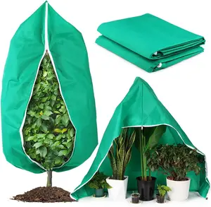 4-Pack Plant Covers Freeze Protection, Frost Covers with Zipper Drawstring, Plant Protectors from Animals, Outdoor Winter Frost Cold Weather Shrubs Trees Jacket Covers (31.5" x 47.3",Green)