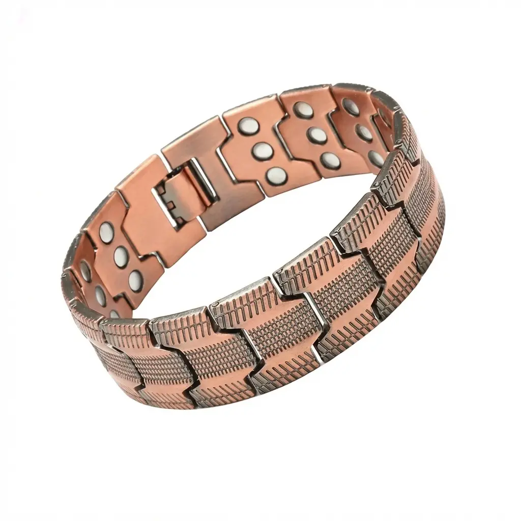 Men's pure copper bracelet with 3x super strong magnetic force, equipped with 3500 Gauss neodymium magnets, adjustable size. A perfect gift for dad and boyfriend.