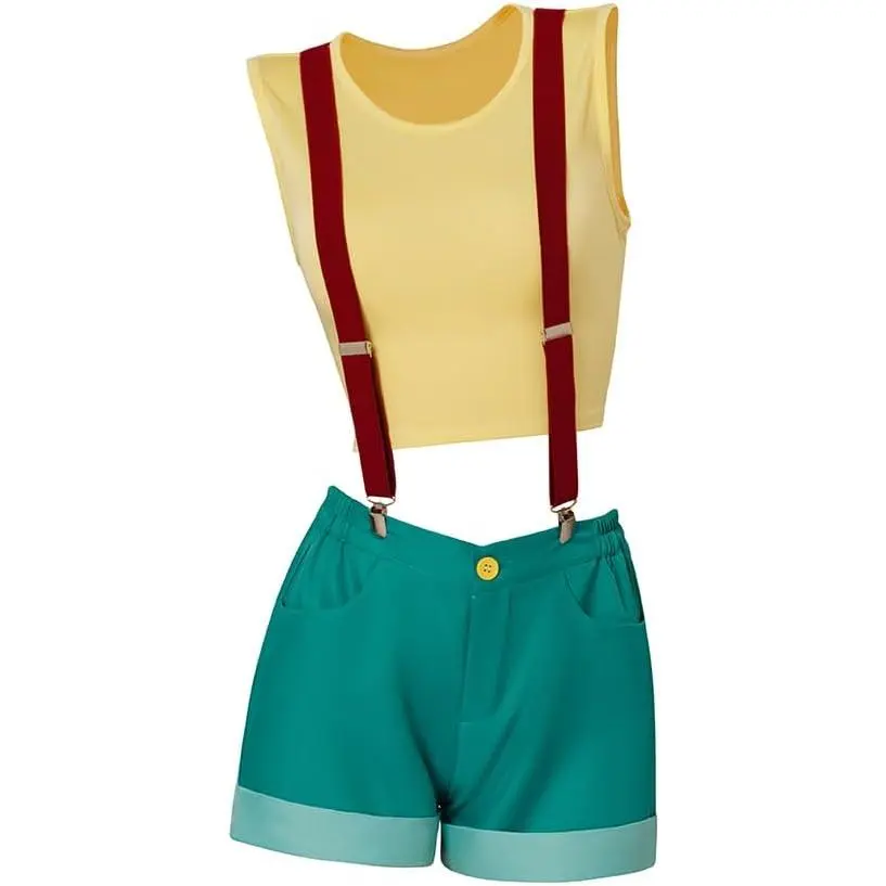 Women Misty Costume Anime Cosplay Crop Top Shorts Suspender Set for Halloween Party