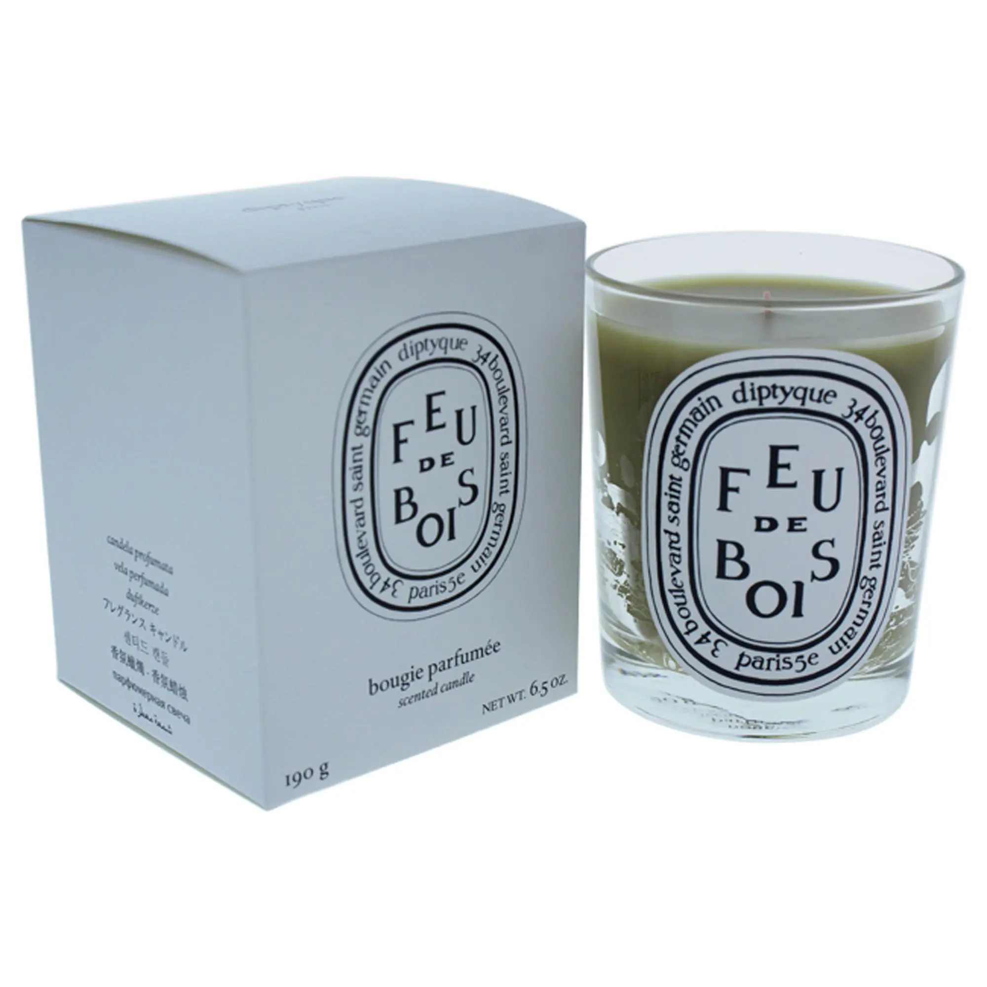 Diptyque Feu De Bois Minimalist Scented Candle - 6.5oz Aroma Candle with Box, Unisex Home Decor Item for Beauty & Personal Care Fragrance