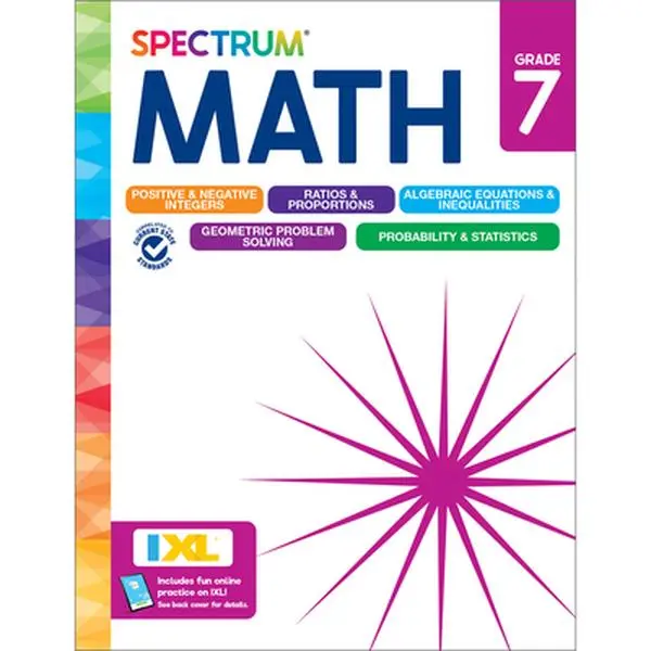 Spectrum Math Learning Workbook for 7th Graders - Homeschooling Resource, Covers Geometry & Algebra, Spectrum Paperback, English
