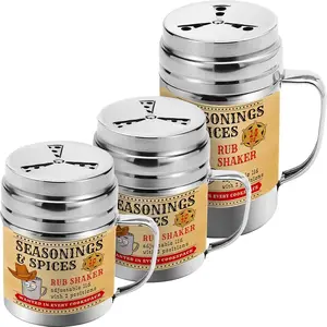 [10oz, 10oz, 14oz] Fan-Style Lid Dredge Shaker Set