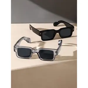 Unisex Vintage Square Frame Sunglasses, Trendy Casual Clear Sunglasses for Everyday Use, Fashion Accessories for Outdoor Activities, Sunglasses 2025 Women