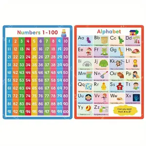2 A4 English Number Chart & 26 Letter Reading Poster, Alphabet Learning Chart, Early Education Teaching Aid, Child Learning Materials, Montessori Inspired