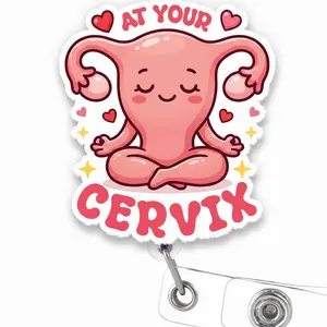 At Your Cervix Badge Reel, Funny OB GYN Nurse Retractable ID Badge Holder with Clip, Medical Staff Name Tag Accessory for L&D RN CNA YH9