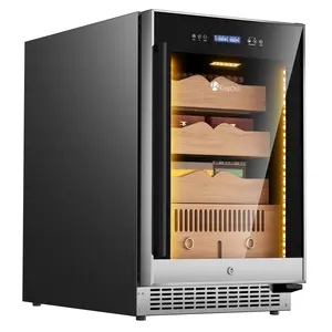 KingChii 145L Electric Cigar Humidor Temperature & Humidity Control,with Spanish Cedar Wood Shelves & Drawer Hygrometer Father's Day Gifts For Men (650 Capacity)