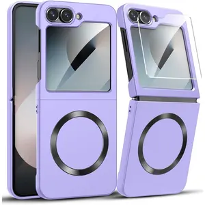 for  Galaxy Z Flip 6 Case, Flip 7 FE Case Compatible with MagSafe, with Built-in Screen Protector, Flip6 Slim Hard  Phone Case, Light Purple