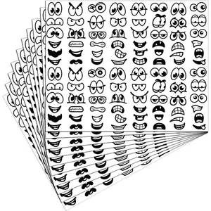 Pieces of Halloween Stickers-Eyes, Mouth Cartoon Stickers Labels for Art Craft DIY Scrapbook (Black)