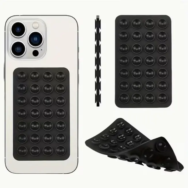 Heavy-Duty Silicone Suction Cup Phone Holder | Ergonomic Grip + Strong Adhesive Base, Dual-Sided Design, Compatible with All Smartphones | Ideal for Selfies, Video Recording, Gaming, Hands-Free Use in All