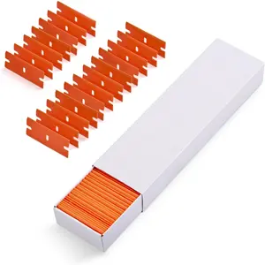 Plastic Razor Blades, 100 PCS Double Edged Blades For Safety Glass Scraper And Plastic Razor Scraper Tool To Remove Decals, Stickers, Adhesive Labels And Clean Glass-Orange