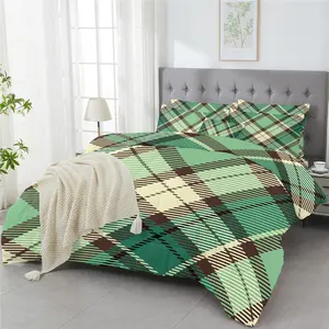 3 Piece Comforter Set Soft Classic Scottish Tartan Plaid Printed All Season Bedding Set For Room Decor With 1 Comforter And 2 Pillowcases
