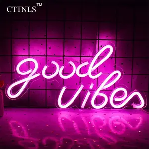 Neon Sign Wall Decor, Decorative Neon Light, Cttnls Good Vibes Neon Light for Bedroom, Home Party Decoration, Valentine's Day Gift Idea, Led Neon Lights, LED Neon Signs