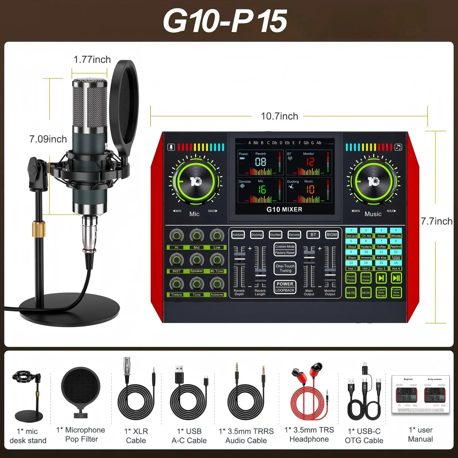 Tenlamp G10-P15 sound card kit, podcast equipment with Tenlamp G10-P15 sound card kit, podcast equipment with