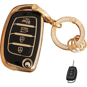 for Hyundai Key Fob Cover Smart Key Fob Shell with Keychain Fit for Hyundai Santa Fe Sport Sonata Tucson