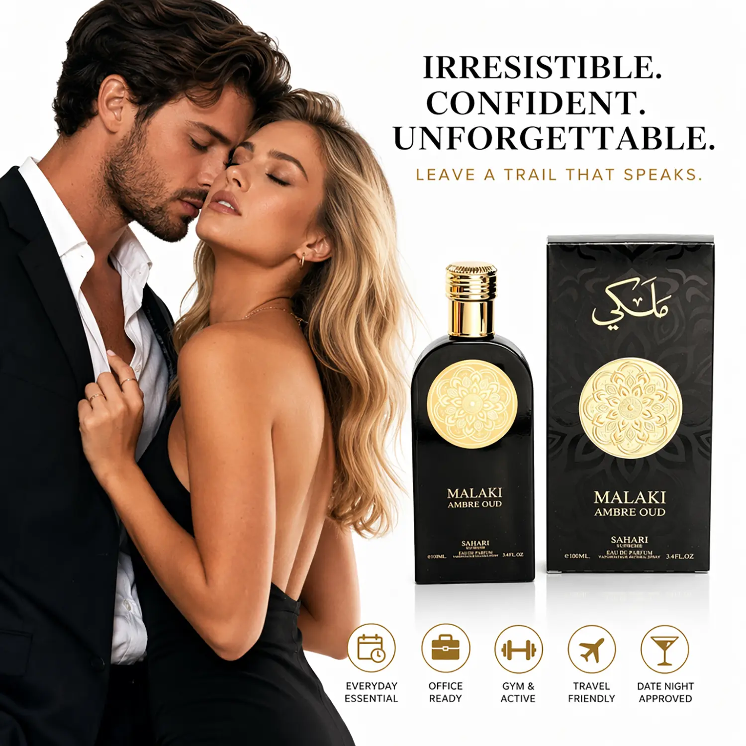 Men's Arabian Pheromone Cologne, 100ml/3.7fl.oz Long-Lasting Floral-Fruity-Woody Blend with Saffron & Amber, Ideal for Special Events, Attraction-Enhancing Fragrance