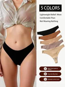 5 Pack Sexy G-String Underwear Breathable Women's T-Back Thongs Seamless Low Rise Bikini Panties S-XL