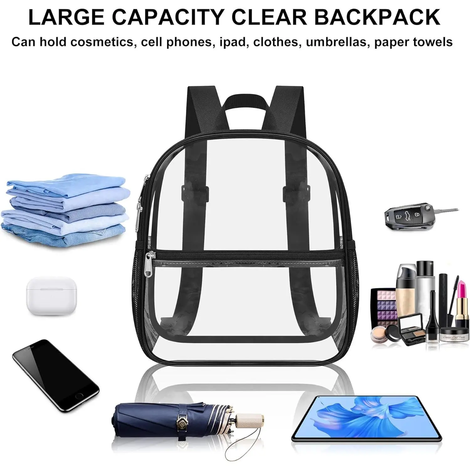 Clear Backpack for Stadium Events Waterproof PVC Travel Sport Concert Work Cute Clear Mini Backpack - Stadium Approved Waterproof  main image 3